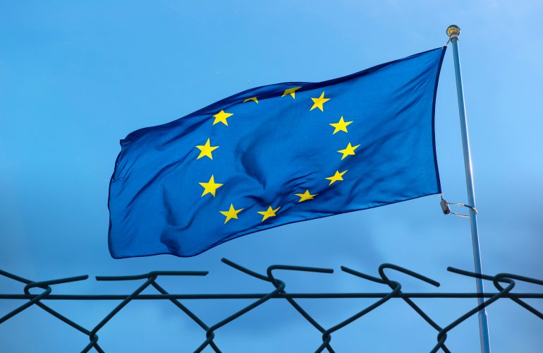 EU flag and fence