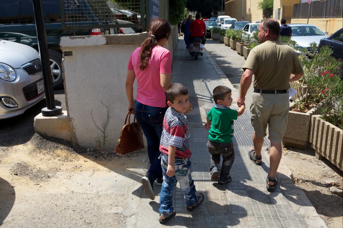 A refugee family in Beirut, Lebanon