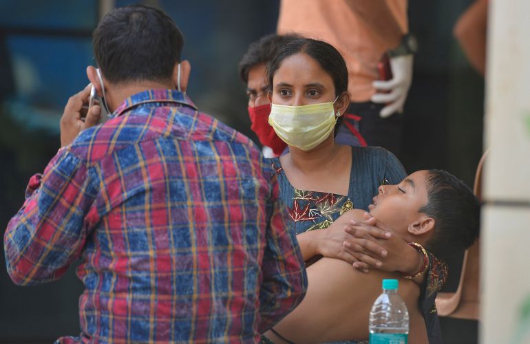 family outside hospital