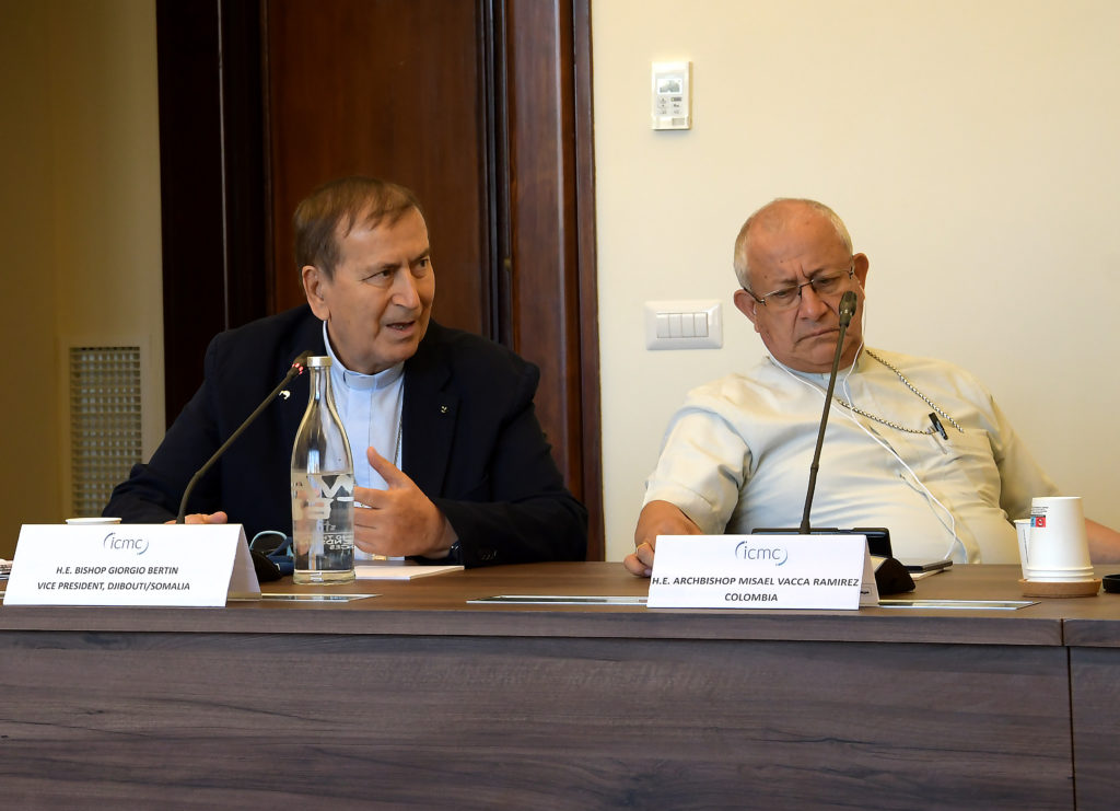 Monsignor Giorgio Bertin (representing the Middle East and North Africa) speaks during discussions.