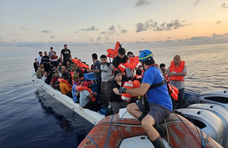 A search and rescue boat in the Central Mediterranean