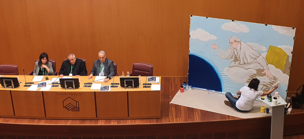 ICMC Secretary General Davide Bernocchi addresses participants of the ‘World of Work, a Place of Hope’ event on 2 May.