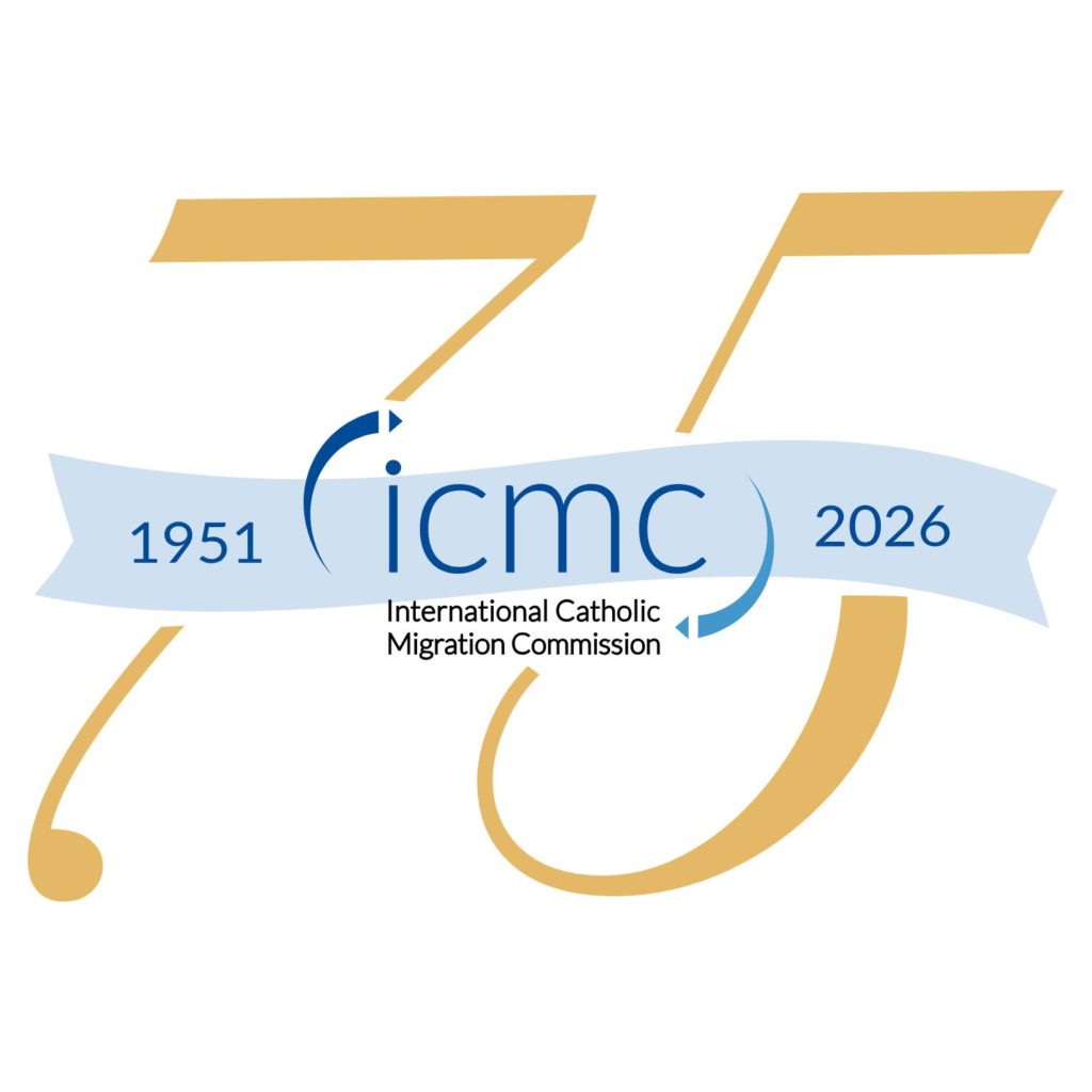 Logo, ICMC 75 Years of Serving and Protecting People on the Move 1