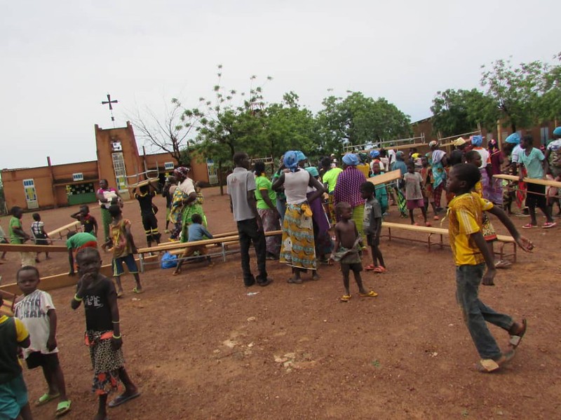 Child Friendly Space for displaced families in Bourzanga parish, diocese of Ouhigouya, Burkina Faso, provided by ICMC member the Bishops’ Conference of Burkina Faso with ICMC support