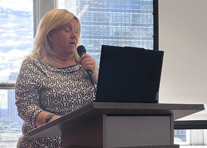 Kelly Ryan, President and North America Regional Director at Jesuit Refugee Services USA, addresses the IMRF interfaith side event on 7 May