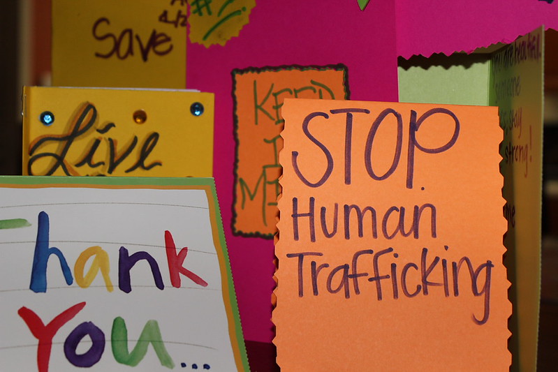 ‘Stop human trafficking and thank you to supporters’ message, U.S. Anti-Human Trafficking Month © Crittenton Services/Flickr License