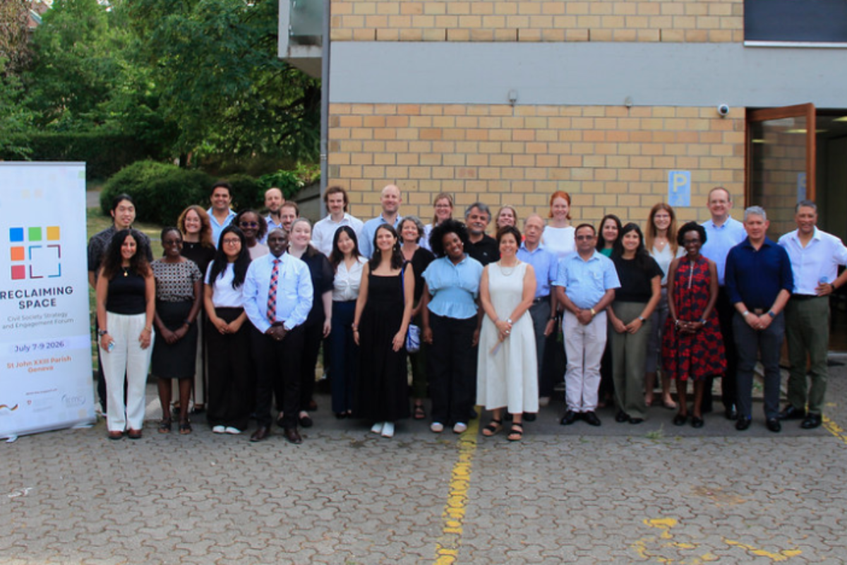 Reclaiming Space: Civil Society Strategy and Engagement Forum was convened in Geneva on 7-9 July 2026 by the Civil Society Action Committee coordinated by ICMC. Photo: Civil society representatives at the Forum © H.Poveda/ICMC